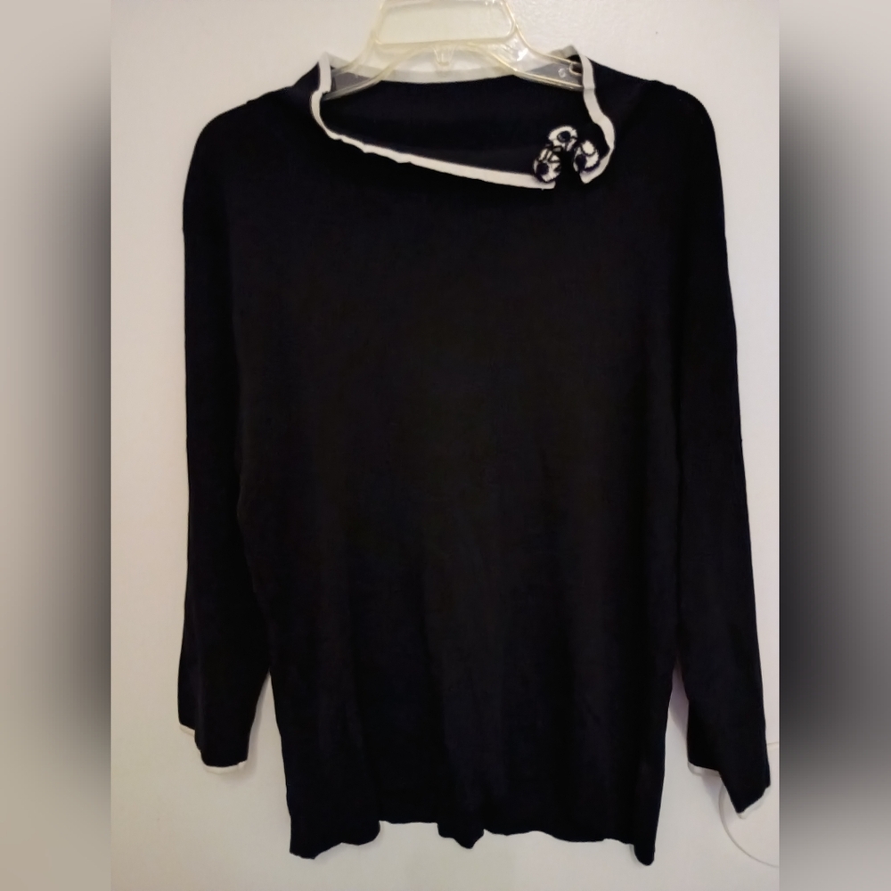 Finity Black Sweater with White Accents